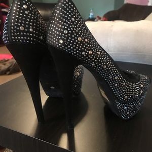 Black sparkle heels